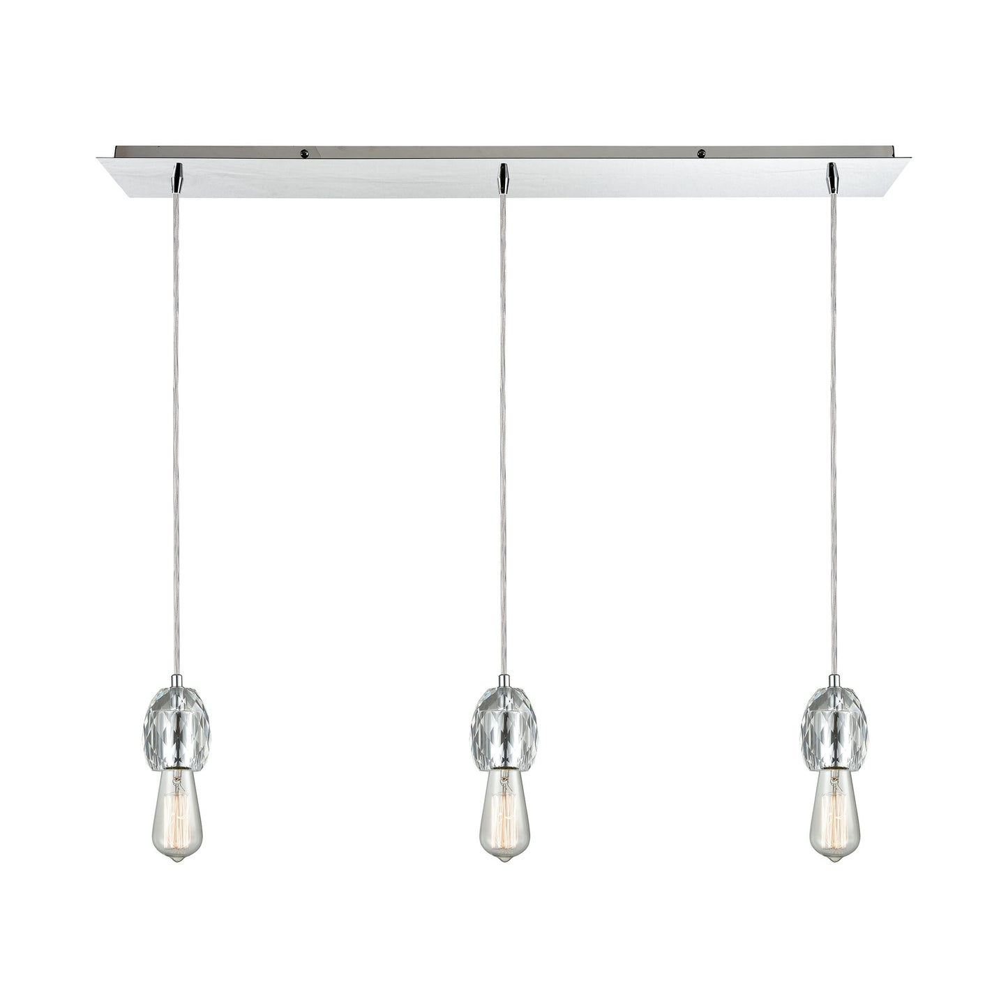 Socketholder 36'' Wide 3-Light Linear Pendant - Polished Chrome
