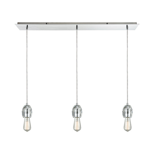 Socketholder 36'' Wide 3-Light Linear Pendant - Polished Chrome