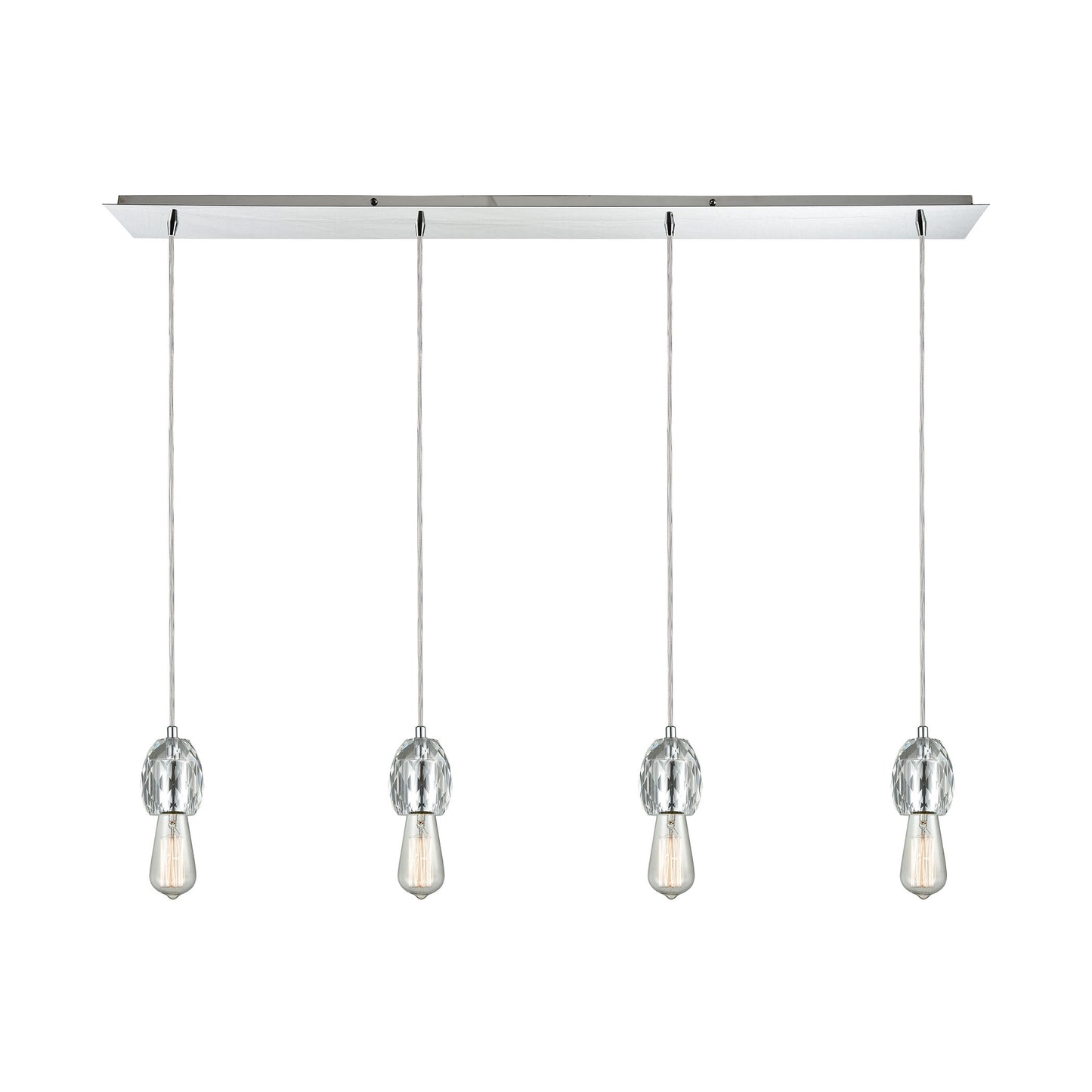 Socketholder 46'' Wide 4-Light Linear Pendant - Polished Chrome