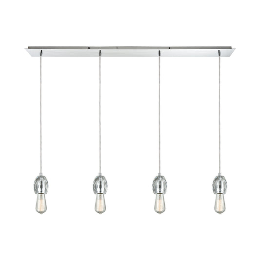 Socketholder 46'' Wide 4-Light Linear Pendant - Polished Chrome