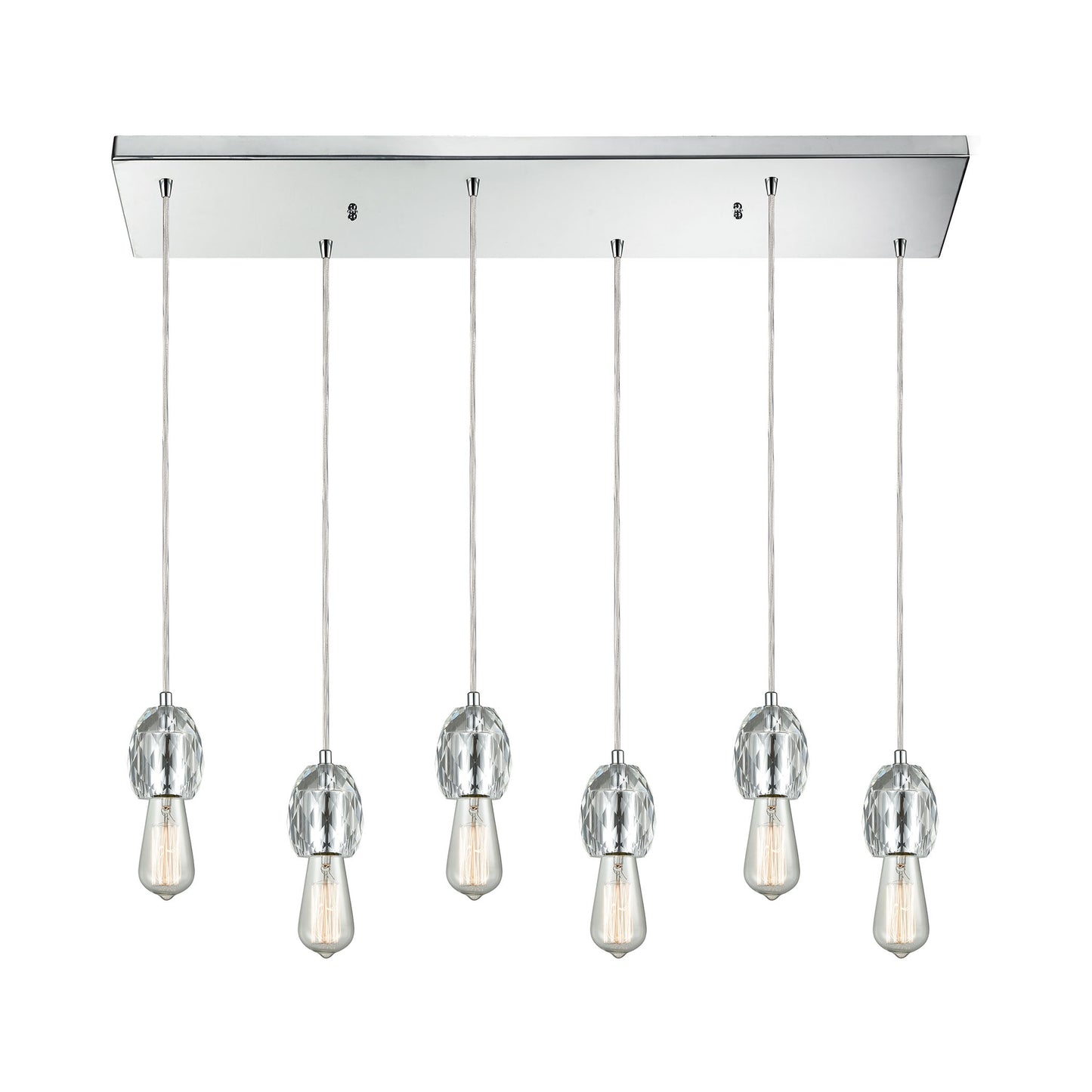 Socketholder 32'' Wide 6-Light Rectangular Pendant - Polished Chrome