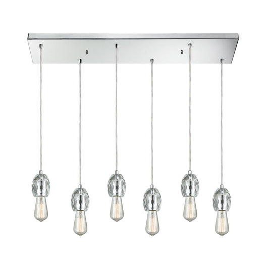 Socketholder 32'' Wide 6-Light Rectangular Pendant - Polished Chrome