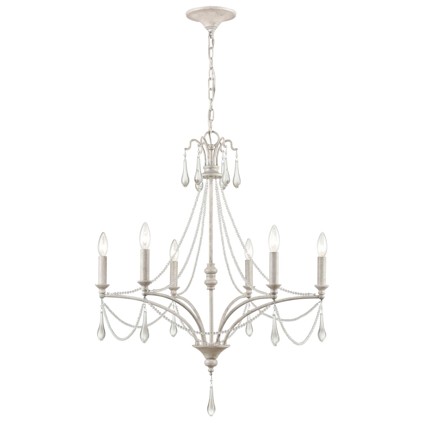 French Parlor 27'' Wide 6-Light Chandelier - Vintage White