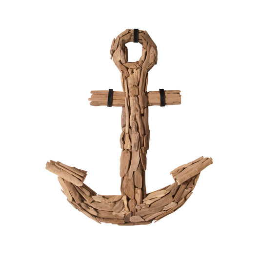 Driftwood Anchor Decorative Object - Natural