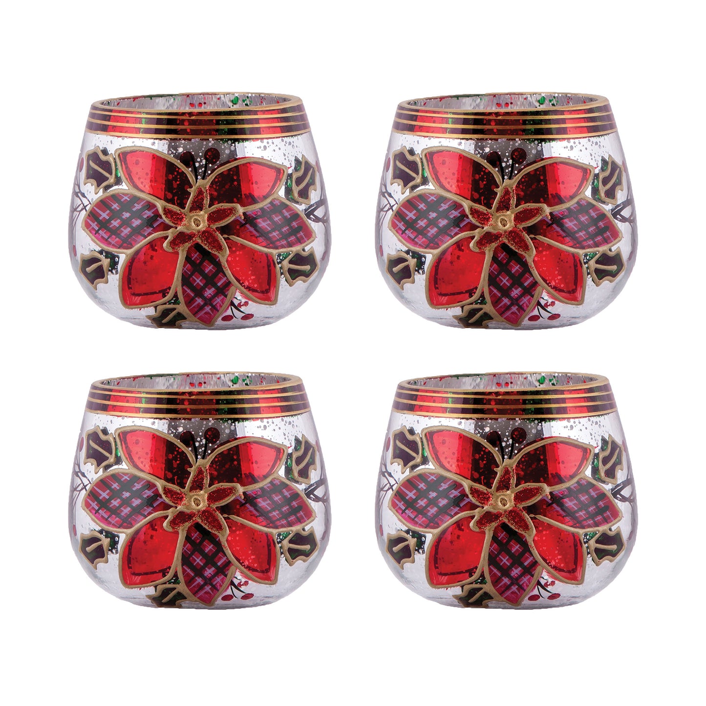 Poinsettia Tealight Holders (Set of 4)