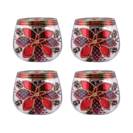Poinsettia Tealight Holders (Set of 4)
