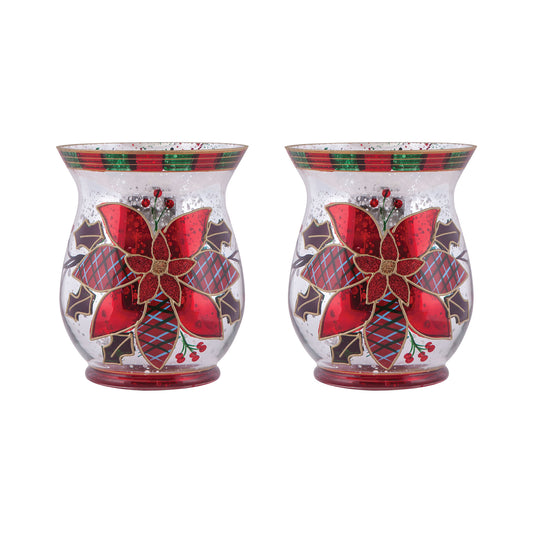 Poinsettia Pillar (Set of 2)