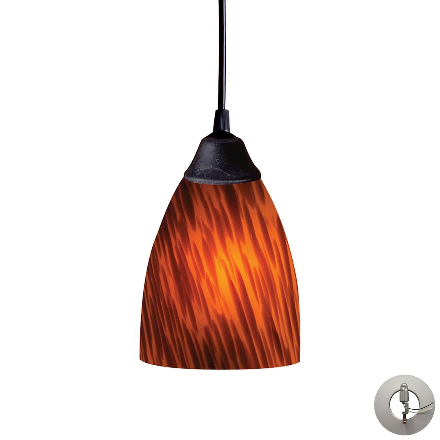 Classico 5'' Wide 1-Light Pendant - Dark Rust with Espresso Glass - Includes Adapter Kit