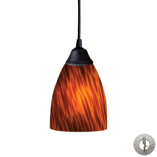 Classico 5'' Wide 1-Light Pendant - Dark Rust with Espresso Glass - Includes Adapter Kit