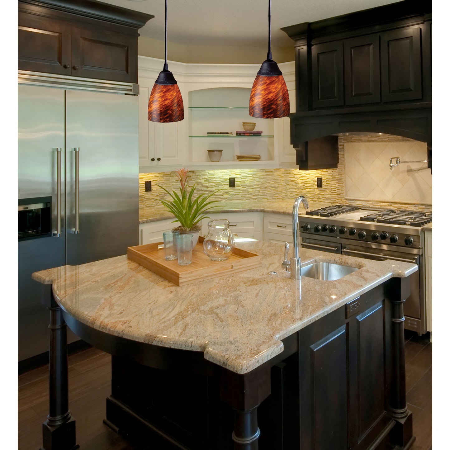 Classico 5'' Wide 1-Light Pendant - Dark Rust with Espresso Glass