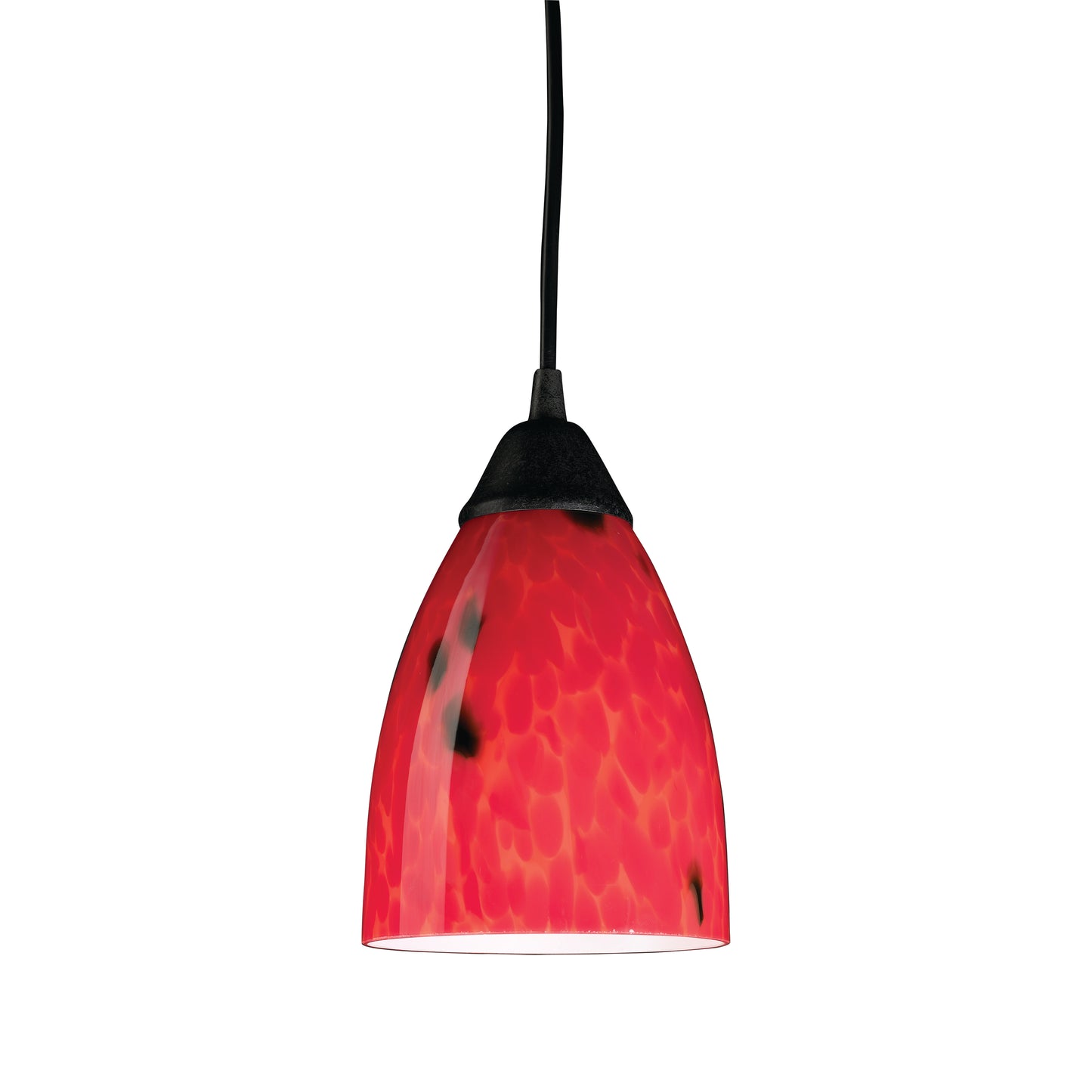 Classico 5'' Wide 1-Light Pendant - Dark Rust with Fire Red Glass - Includes LED Bulb