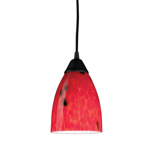 Classico 5'' Wide 1-Light Pendant - Dark Rust with Fire Red Glass - Includes LED Bulb