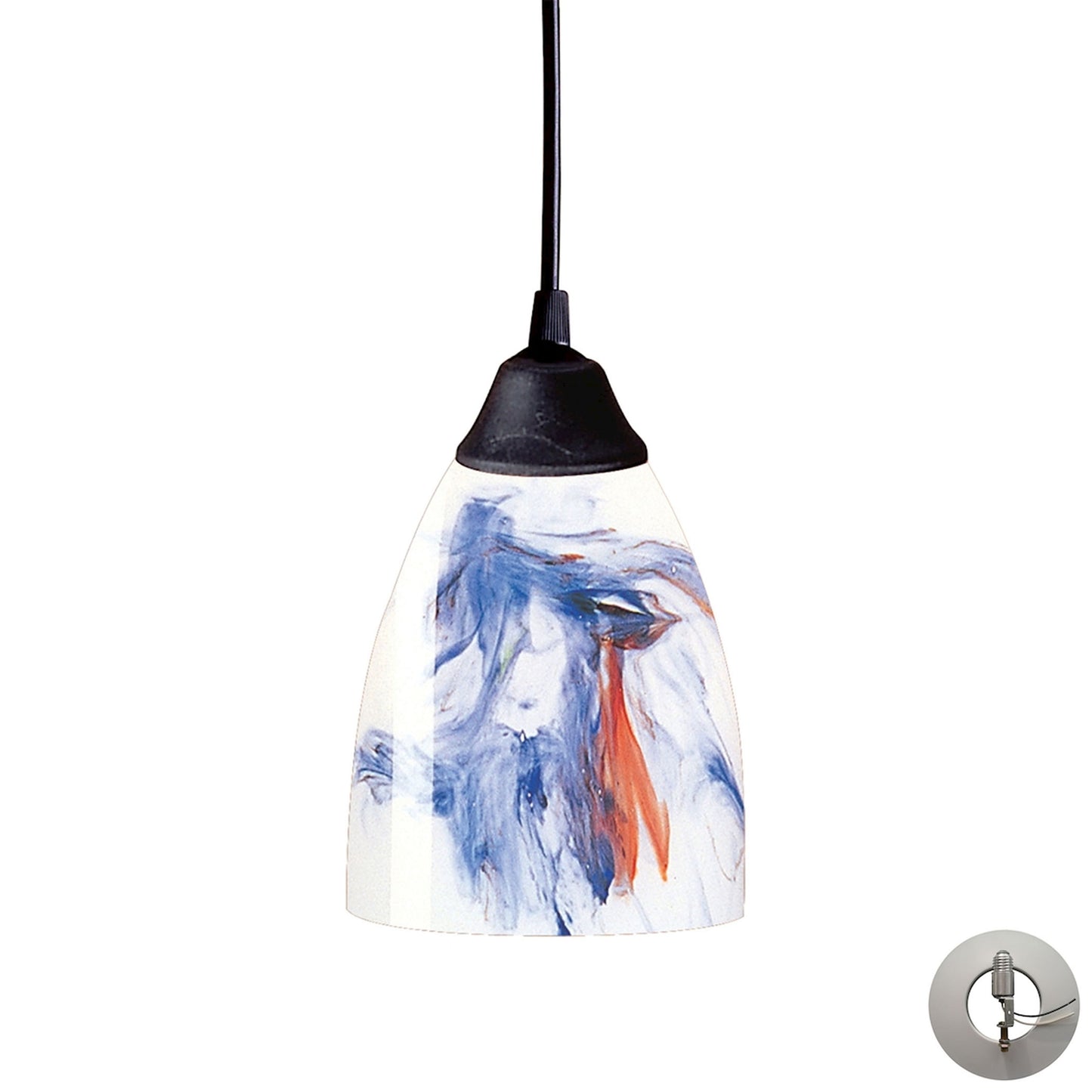 Classico 5'' Wide 1-Light Pendant - Dark Rust with Mountain Glass - Includes Adapter Kit
