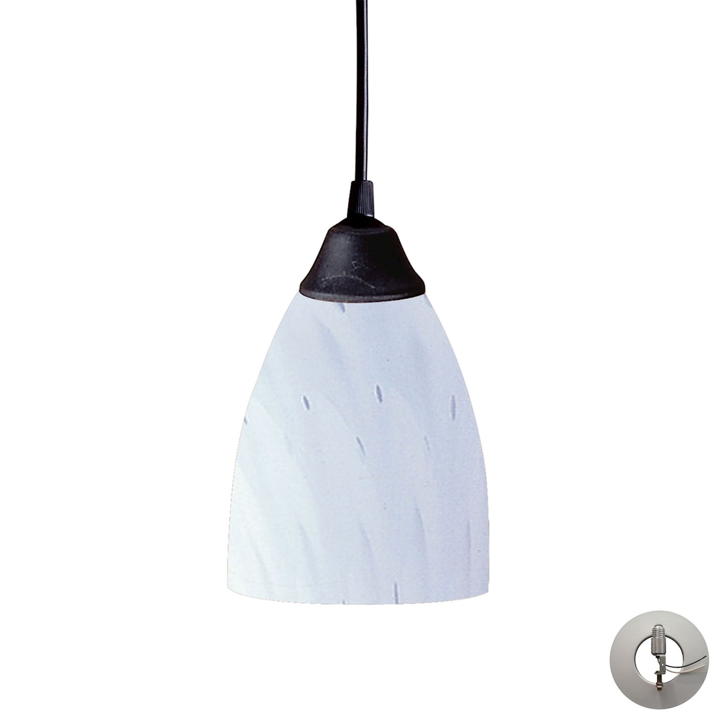 Classico 5'' Wide 1-Light Pendant - Dark Rust with Simple White Glass - Includes Adapter Kit