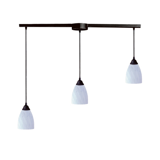 Classico 36'' Wide 3-Light Pendant - Dark Rust with Simple White Glass