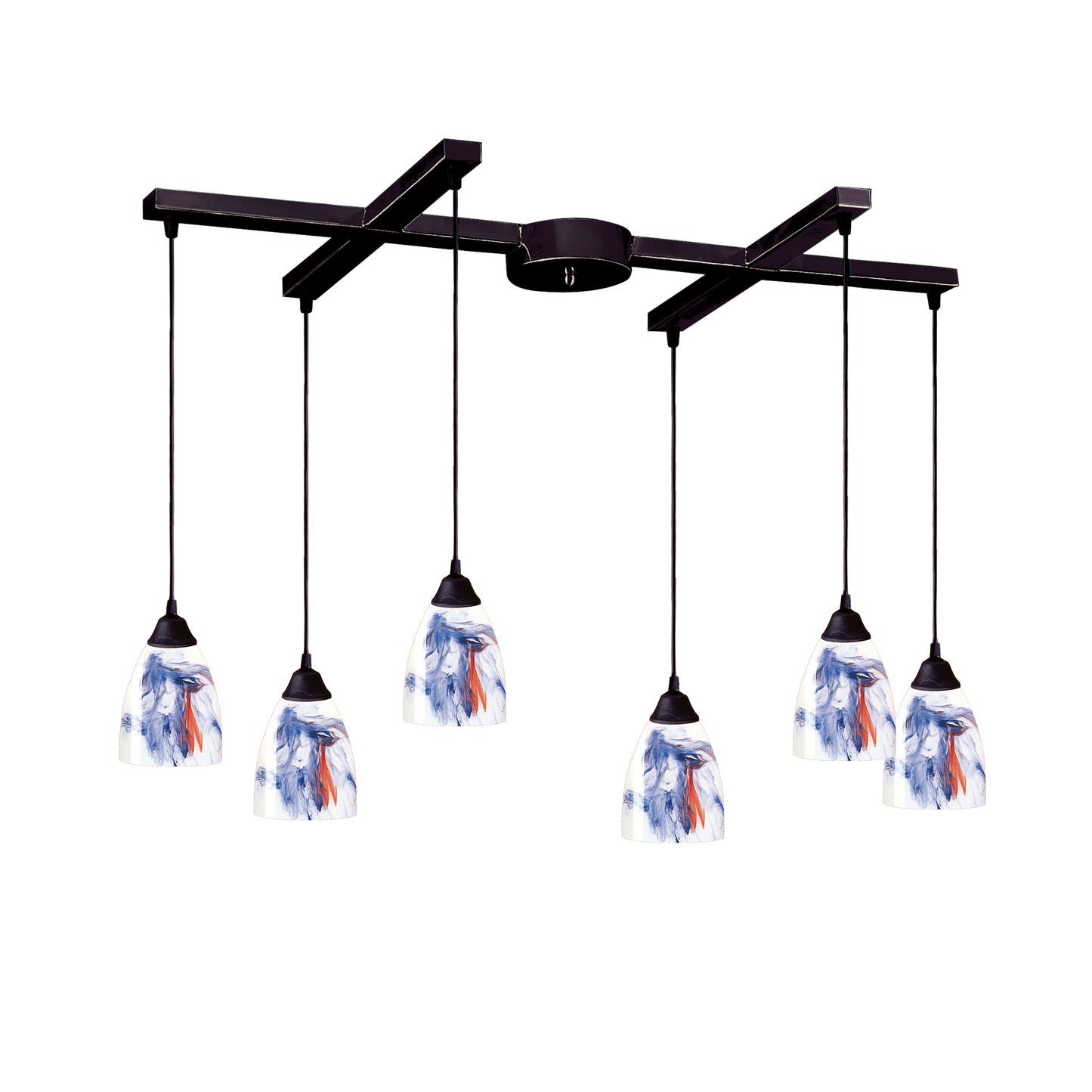Classico 17'' Wide 6-Light Pendant - Dark Rust with Mountain Glass