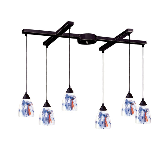 Classico 17'' Wide 6-Light Pendant - Dark Rust with Mountain Glass