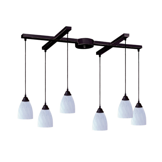 Classico 17'' Wide 6-Light Pendant - Dark Rust with Simple White Glass