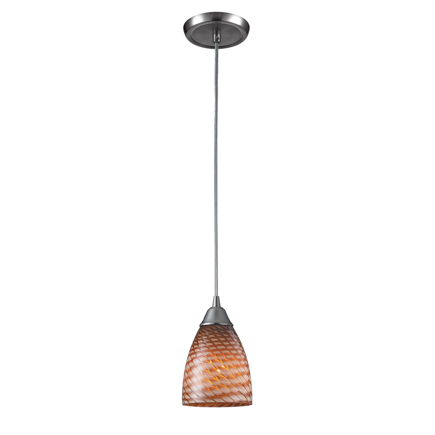 Arco Baleno 5'' Wide 1-Light Pendant - Satin Nickel with Cocoa Glass - Includes LED Bulb