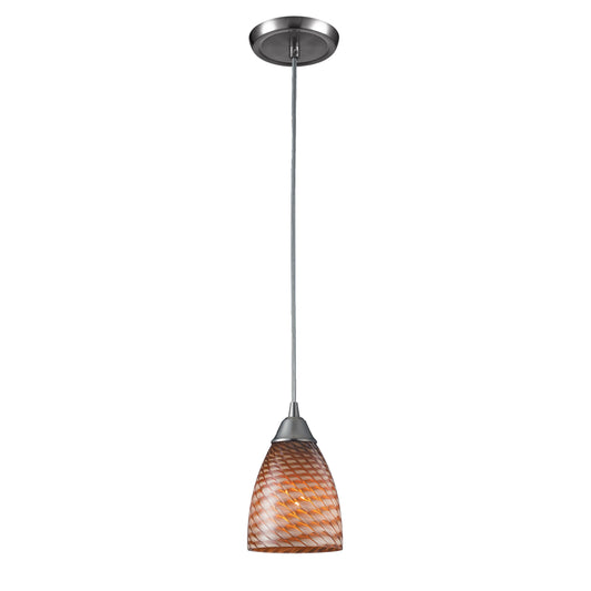 Arco Baleno 5'' Wide 1-Light Pendant - Satin Nickel with Cocoa Glass
