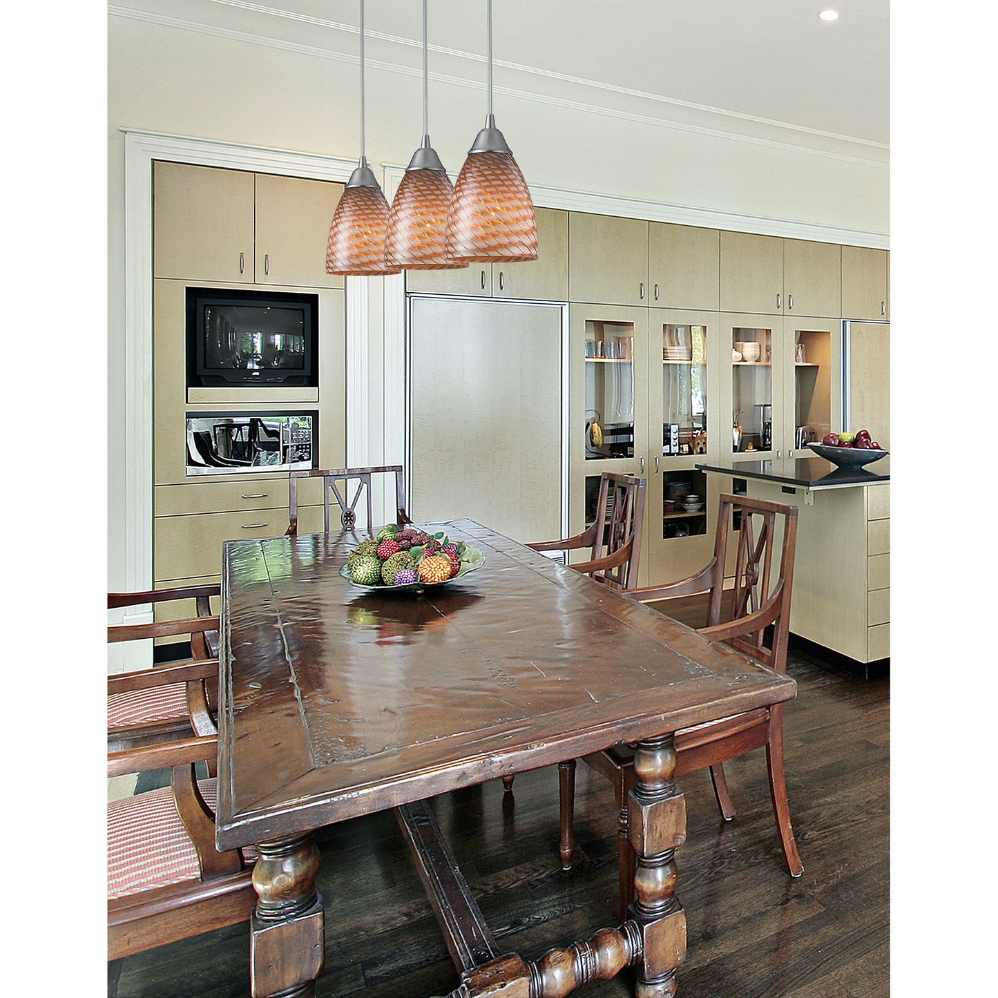 Arco Baleno 5'' Wide 1-Light Pendant - Satin Nickel with Cocoa Glass