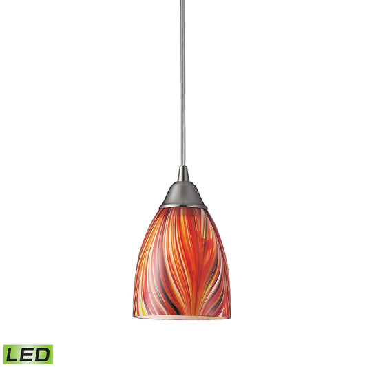 Arco Baleno 5'' Wide 1-Light Pendant - Satin Nickel with Multicolor Glass - Includes LED Bulb