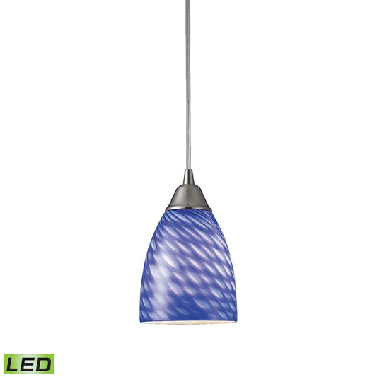 Arco Baleno 5'' Wide 1-Light Pendant - Satin Nickel with Sapphire Glass - Includes LED Bulb