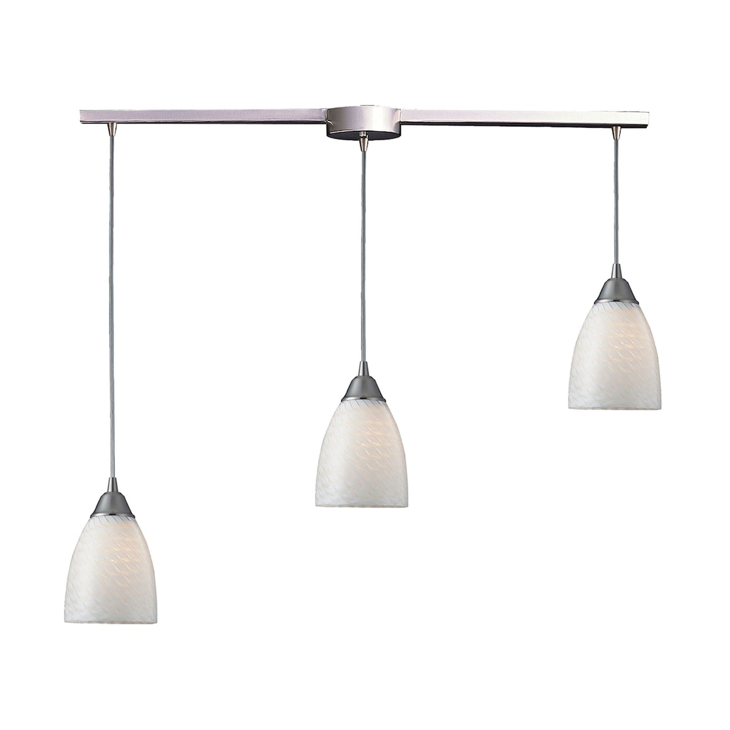 Arco Baleno 36'' Wide 3-Light Pendant - Satin Nickel with White Swirl Glass