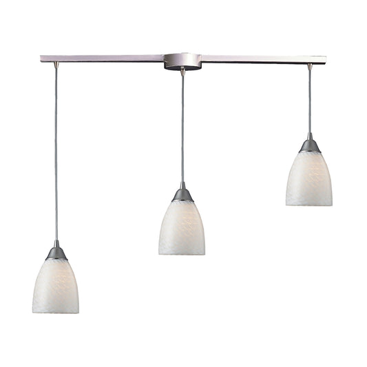 Arco Baleno 36'' Wide 3-Light Pendant - Satin Nickel with White Swirl Glass