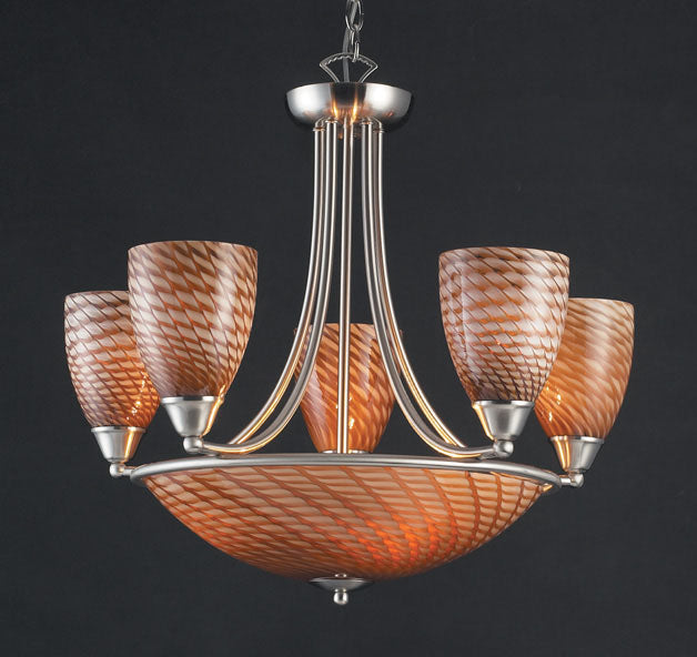 Arco Baleno 23'' Wide 8-Light Chandelier - Satin Nickel with Cocoa Glass