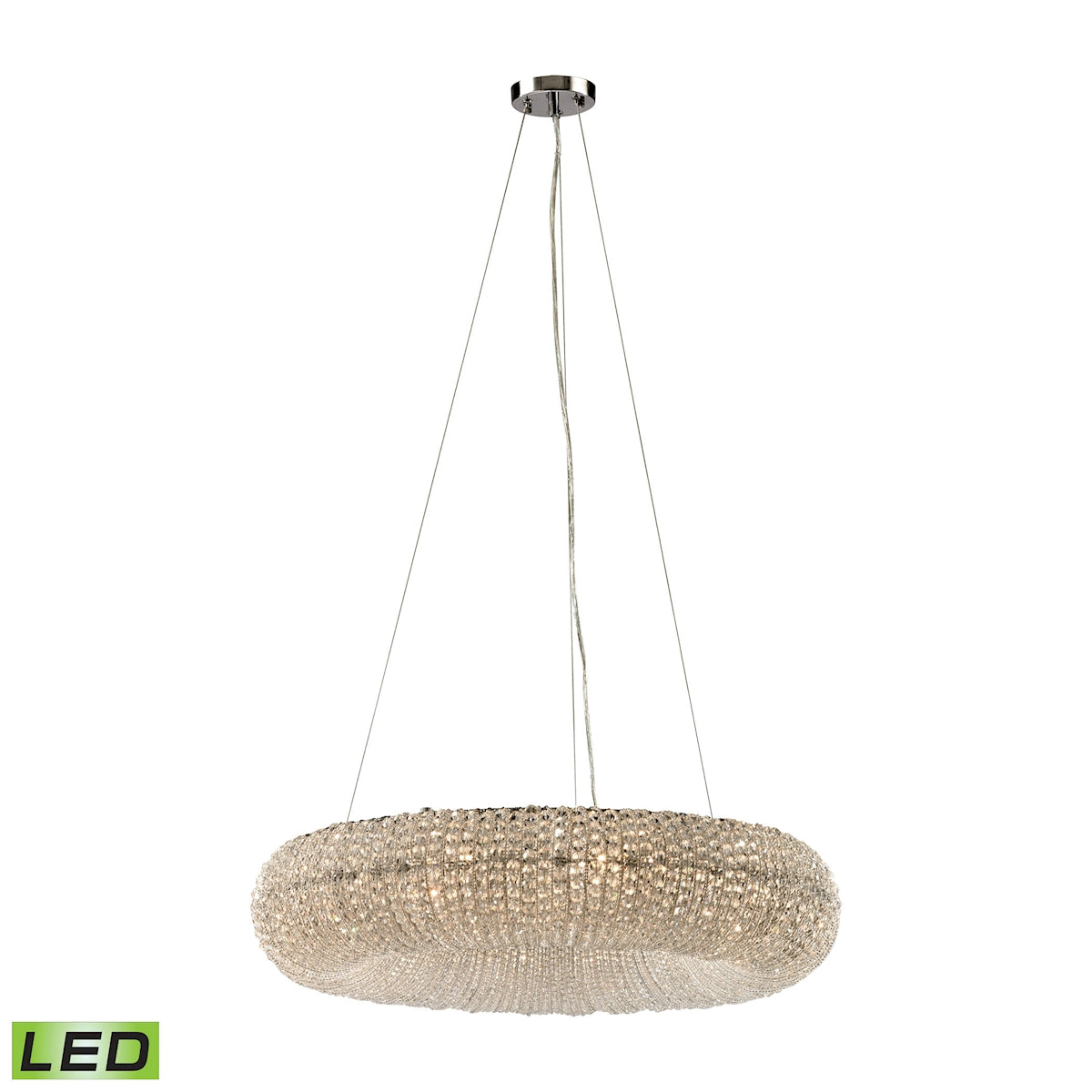 Crystal Ring 28'' Wide 10-Light Chandelier - Polished Chrome - Includes LED Bulb