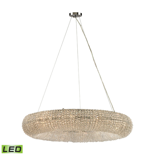 Crystal Ring 37'' Wide 12-Light Chandelier - Chrome with Clear Crystal Beads - Includes LED Bulb