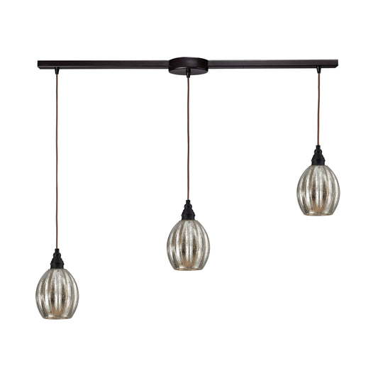 Danica 36'' Wide 3-Light Slim Linear Pendant - Oiled Bronze