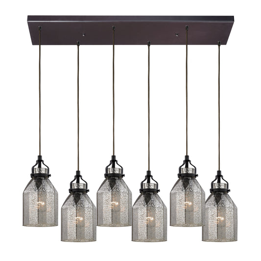 Danica 30'' Wide 6-Light Rectangular Pendant - Oil Rubbed Bronze