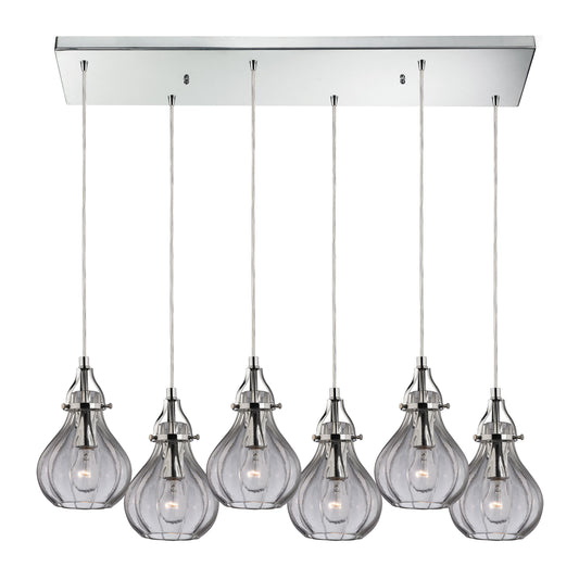 Danica 30'' Wide 6-Light Rectangular Pendant - Polished Chrome