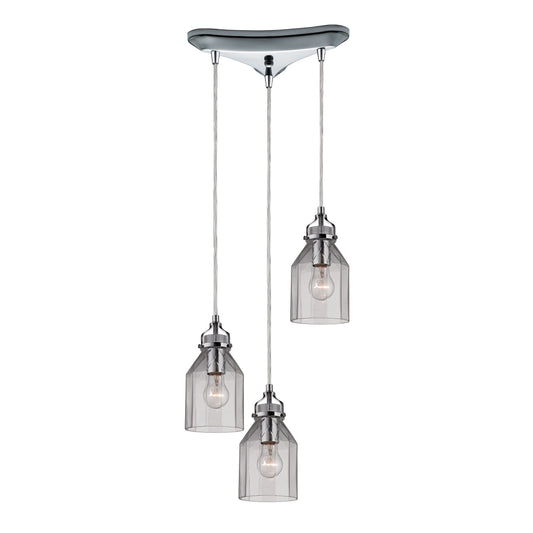 Danica 10'' Wide 3-Light Pendant - Polished Chrome with Clear Glass