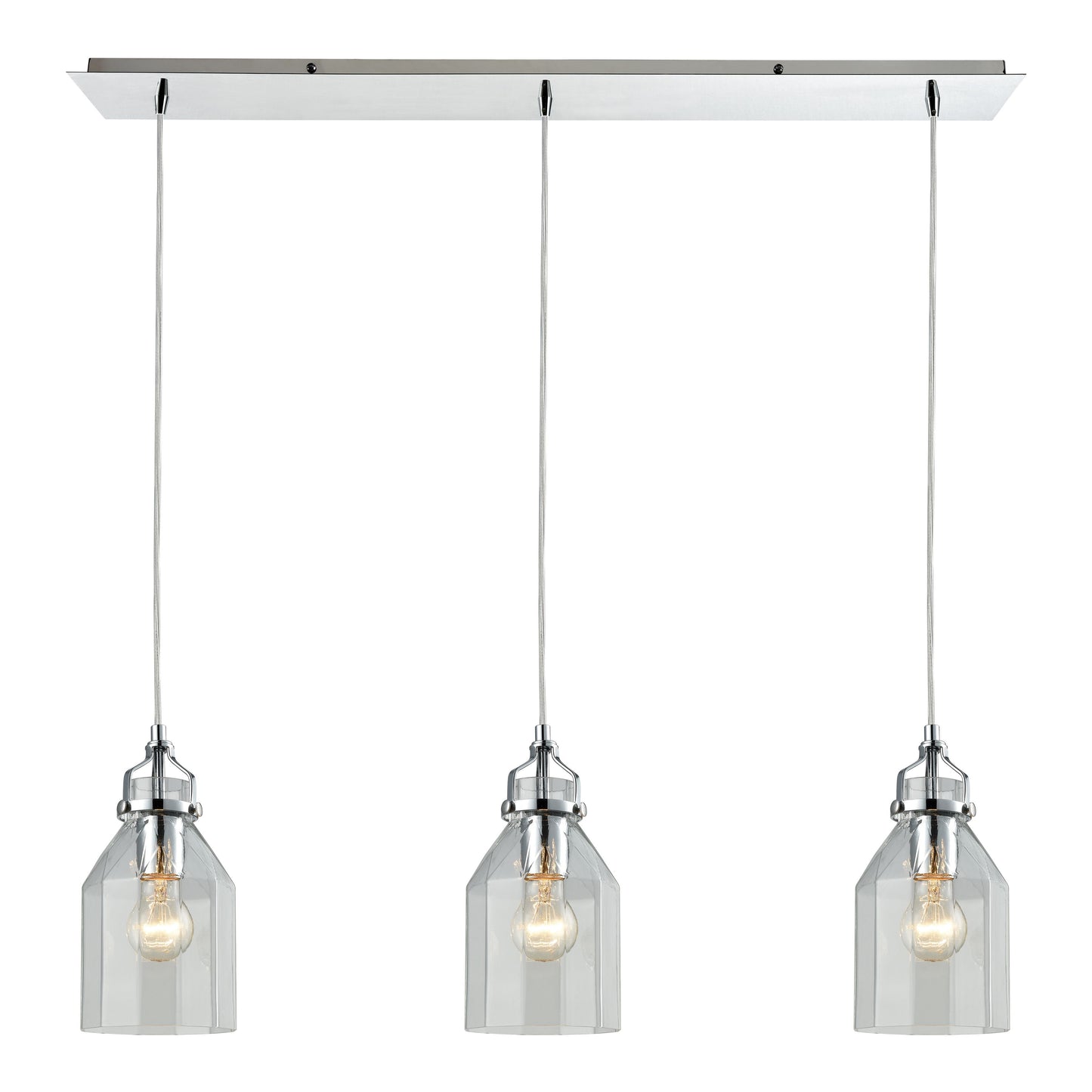 Danica 36'' Wide 3-Light Linear Pendant - Polished Chrome with Clear Glass