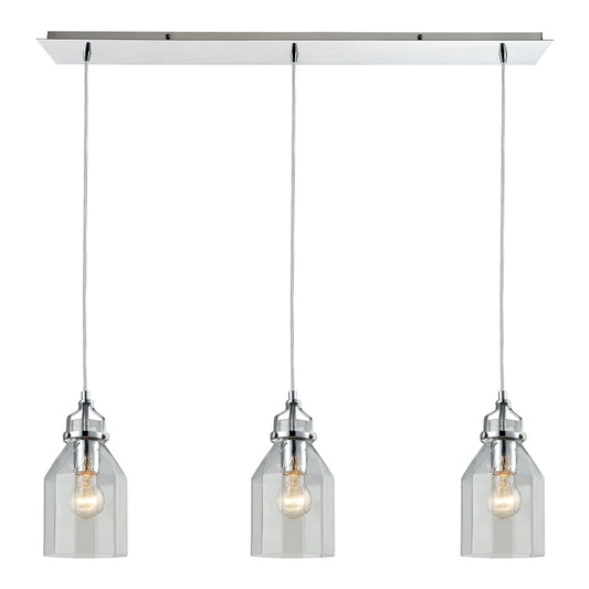 Danica 36'' Wide 3-Light Linear Pendant - Polished Chrome with Clear Glass