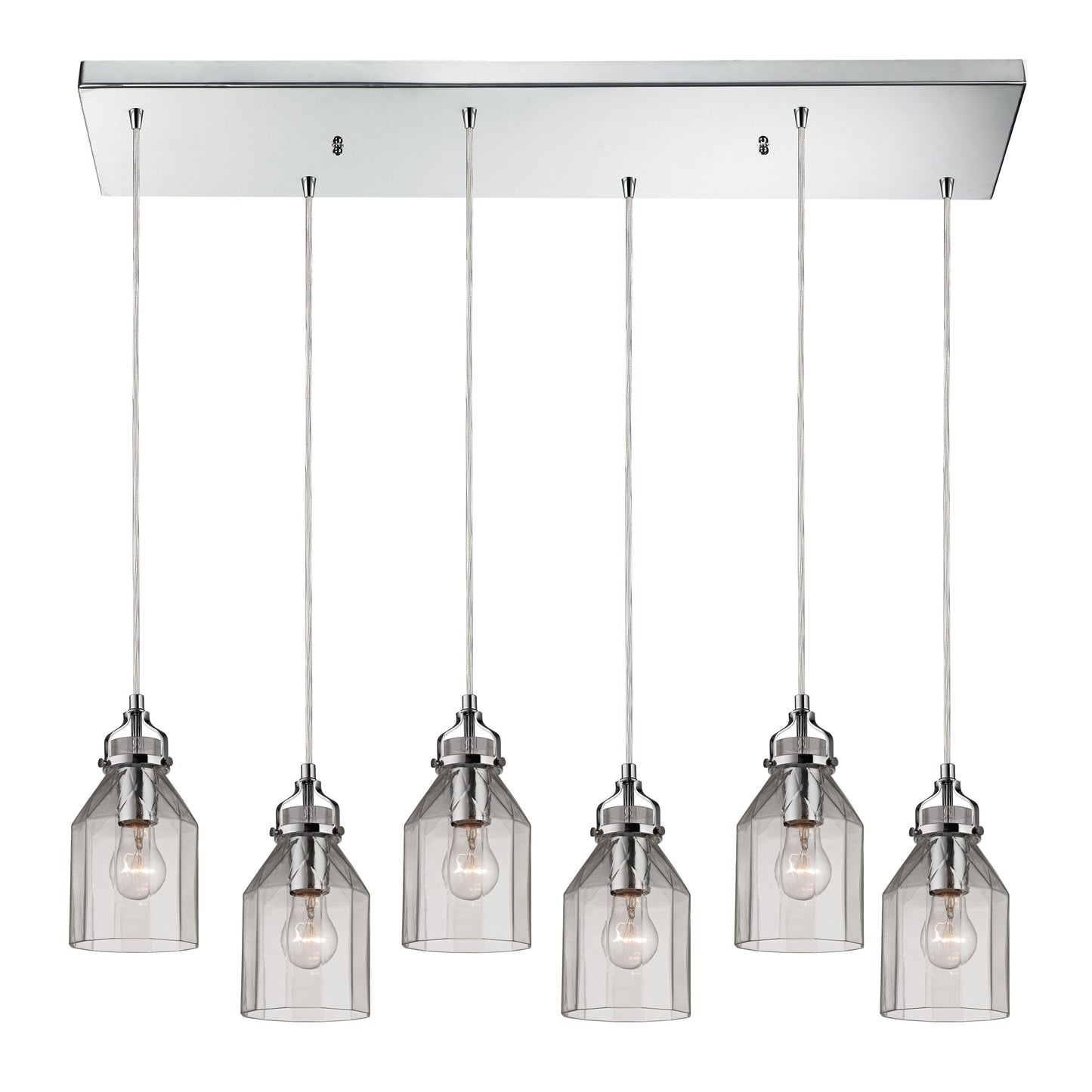 Danica 30'' Wide 6-Light Rectangular Pendant - Polished Chrome with Clear Glass