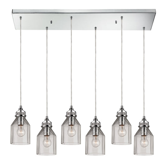 Danica 30'' Wide 6-Light Rectangular Pendant - Polished Chrome with Clear Glass