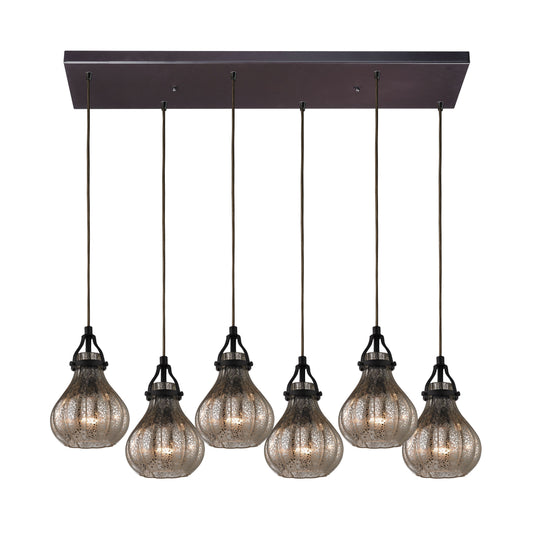 Danica 30'' Wide 6-Light Rectangular Pendant - Oil Rubbed Bronze