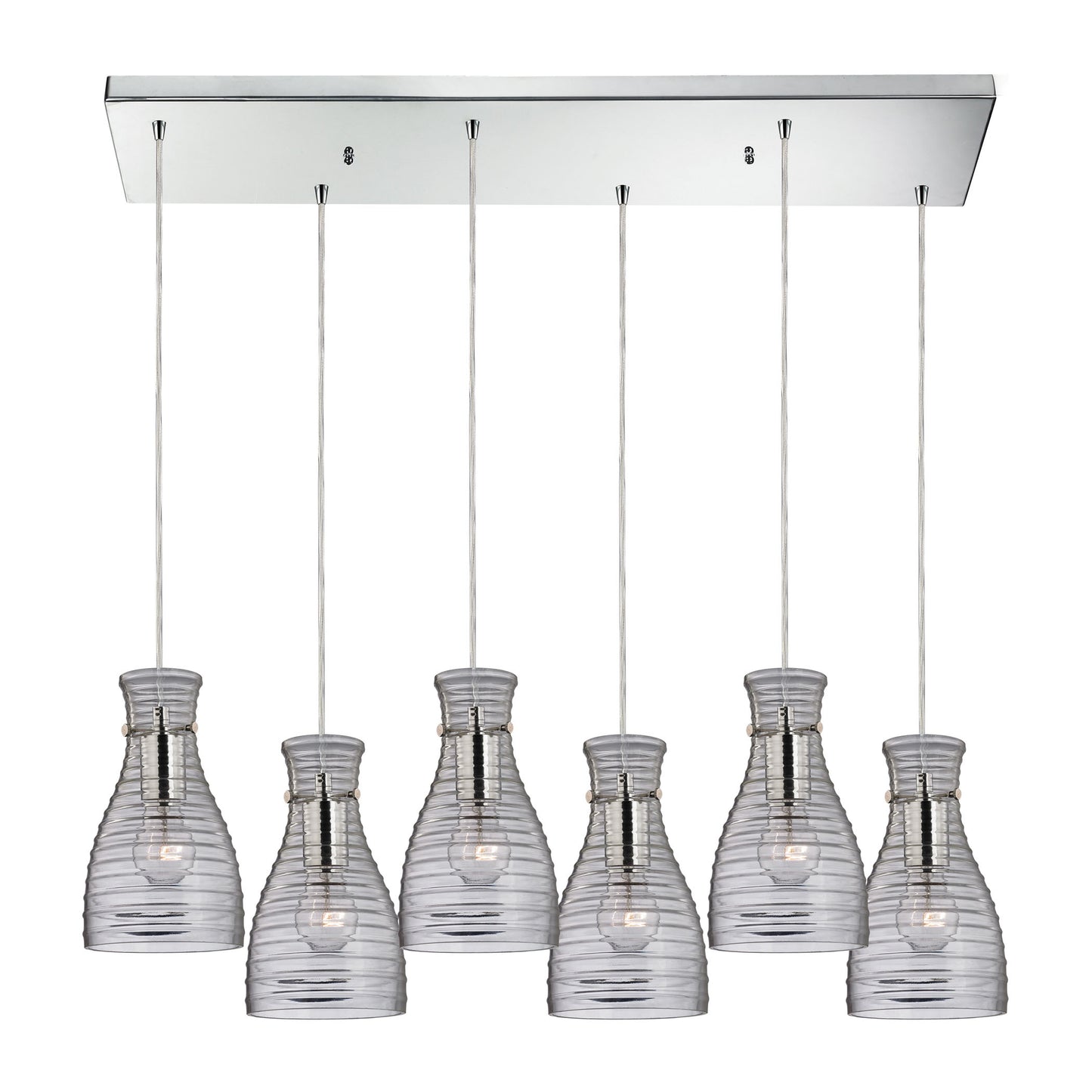 Strata 9'' Wide 6-Light Rectangular Pendant - Polished Chrome