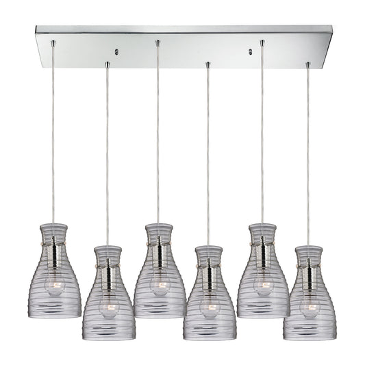 Strata 9'' Wide 6-Light Rectangular Pendant - Polished Chrome