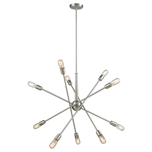 Delphine 33'' Wide 10-Light Chandelier - Satin Nickel