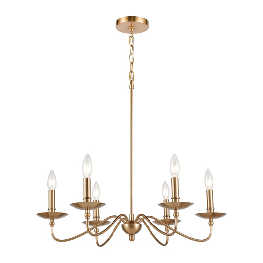 Wellsley 25'' Wide 6-Light Chandelier - Burnished Brass