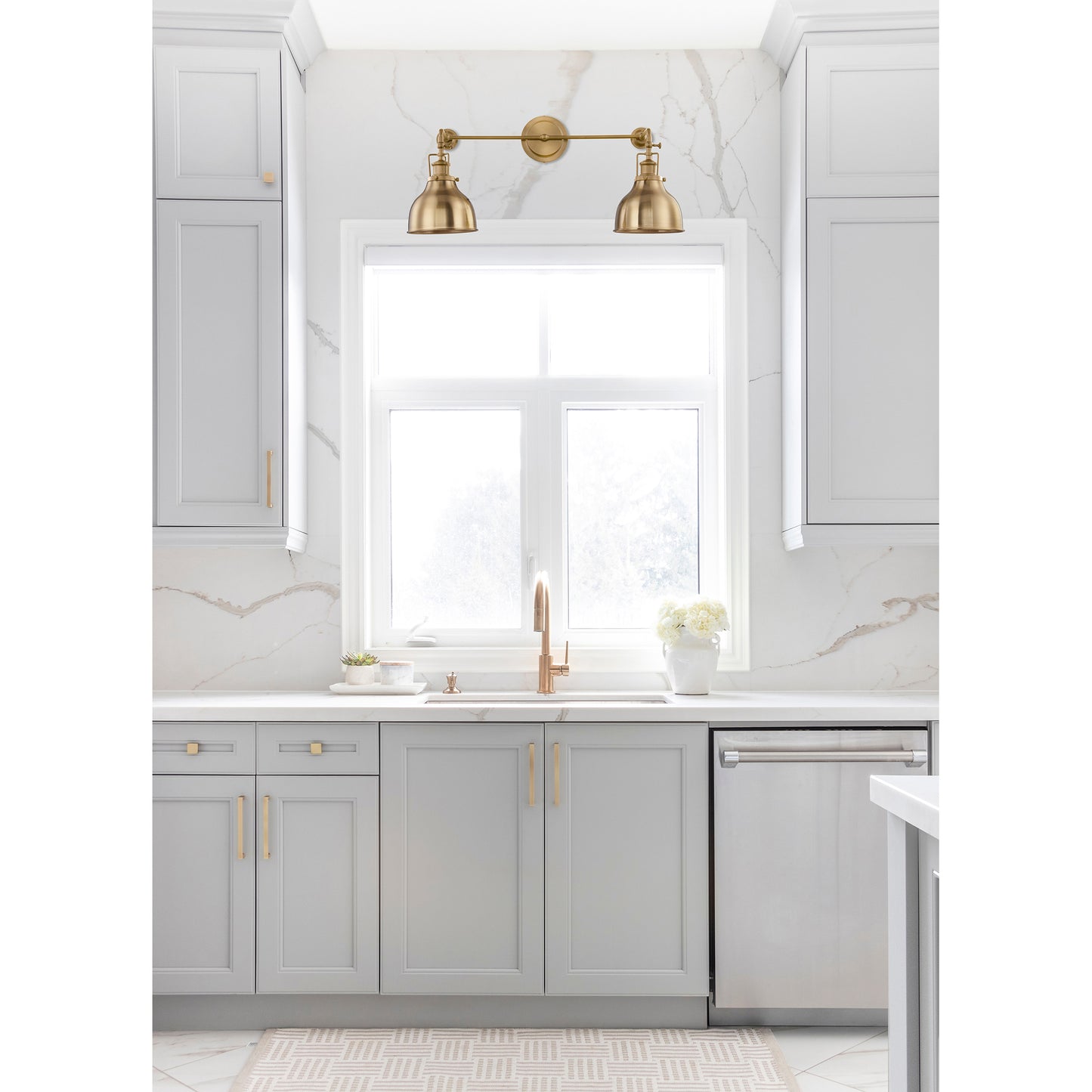 Skillet 12'' High 2-Light Sconce - Burnished Brass