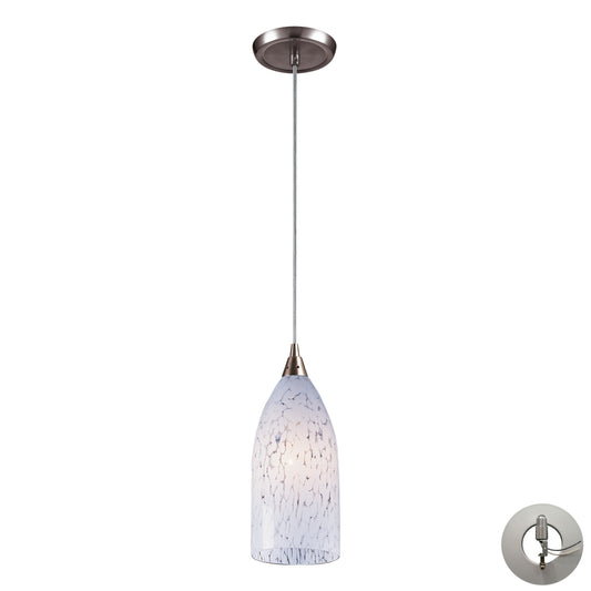 Verona 5'' Wide 1-Light Pendant - Satin Nickel with Snow White Glass - Includes Adapter Kit
