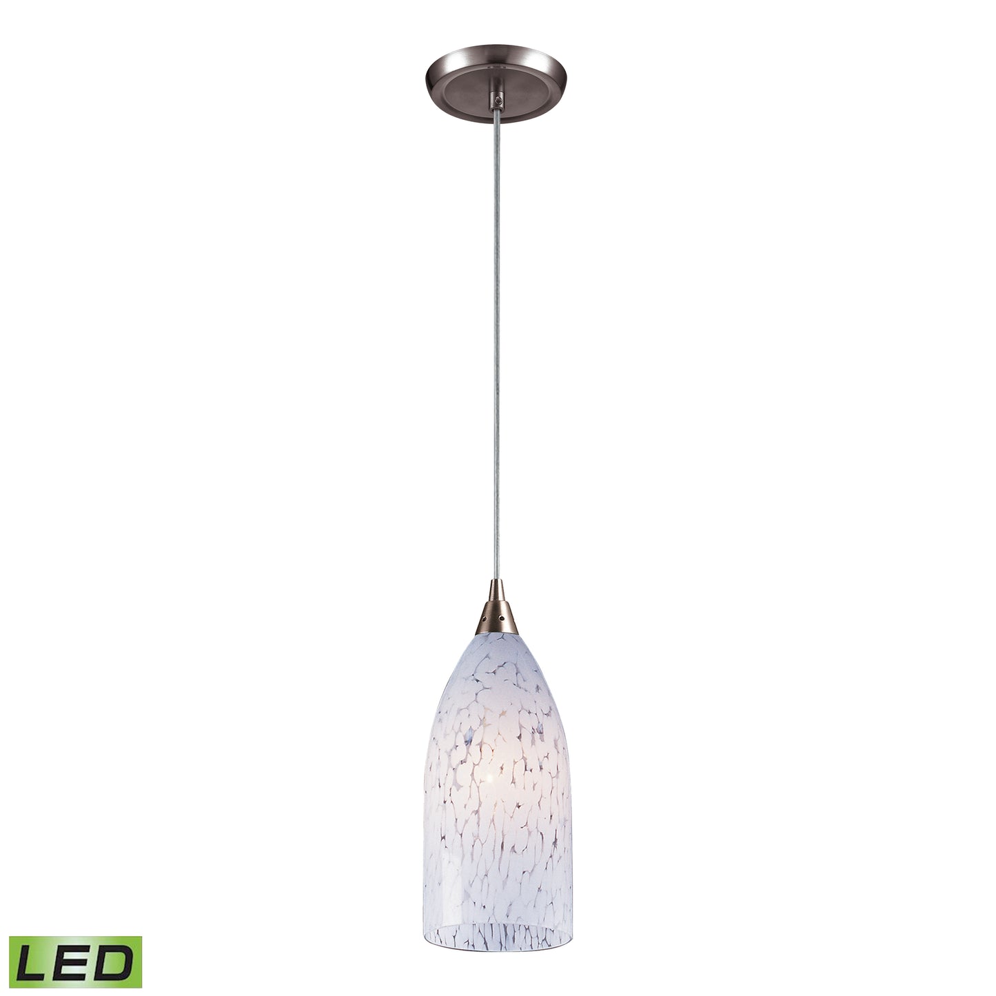 Verona 5'' Wide 1-Light Pendant - Satin Nickel with Snow White Glass - Includes LED Bulb