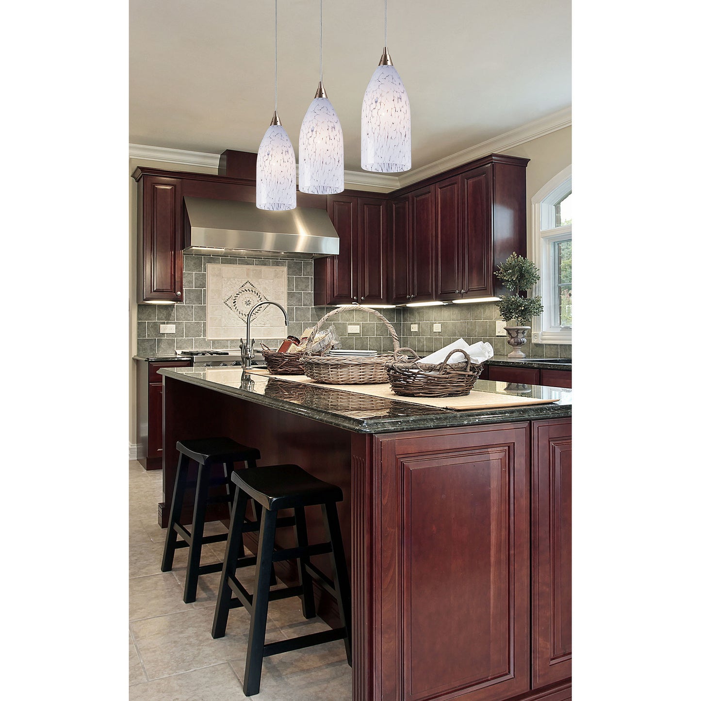 Verona 5'' Wide 1-Light Pendant - Satin Nickel with Snow White Glass
