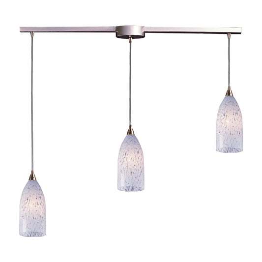 Verona 36'' Wide 3-Light Pendant - Satin Nickel with Snow White Glass